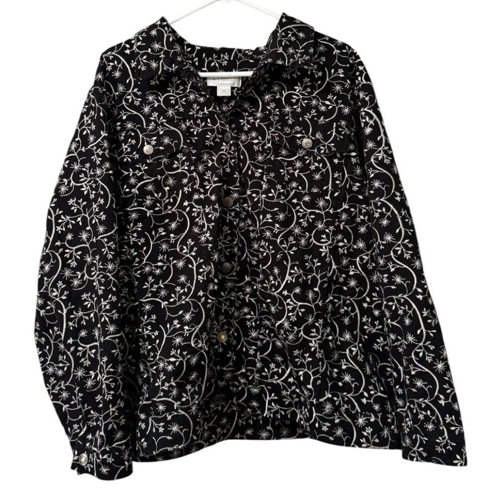 C‎ J Banks Christopher & Banks Blazer Jacket Women Size 2X Paisley Floral Modern